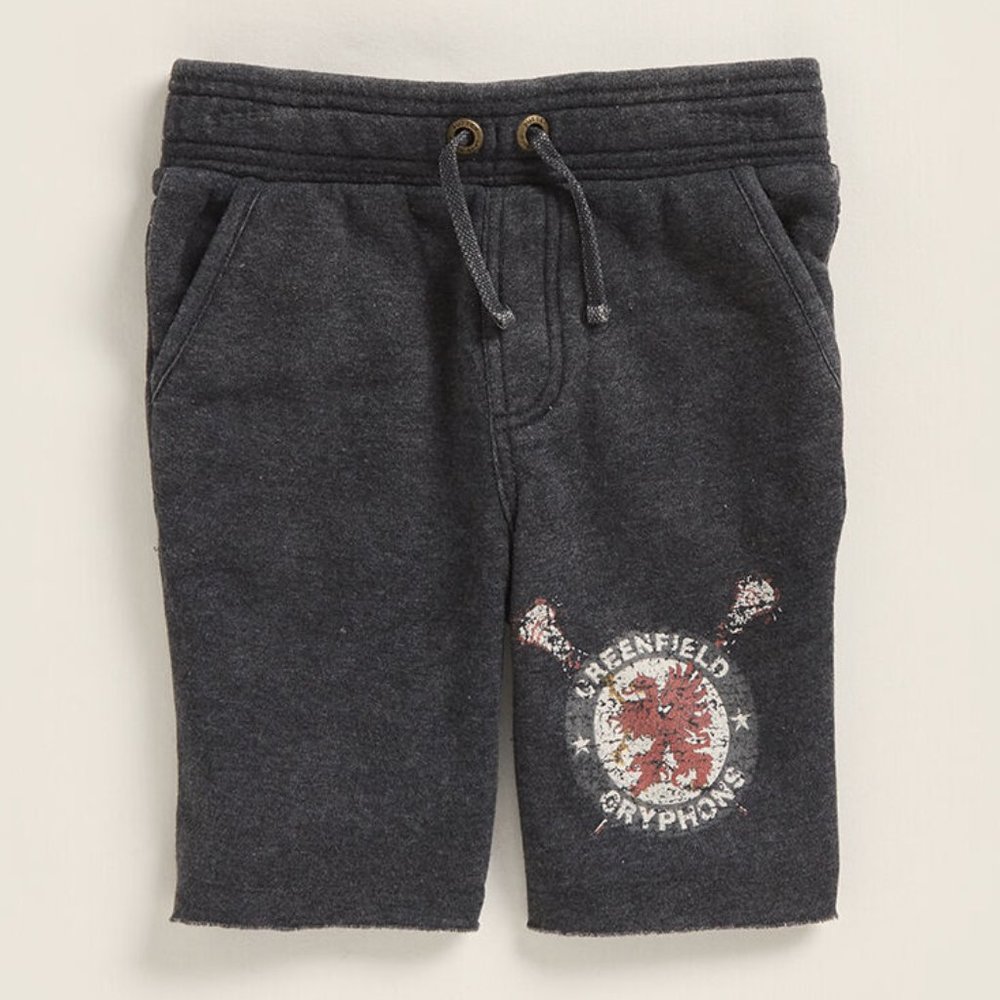 BUTTER	BLACK GRAPHIC PRINT FLEECE SHORTS Boy 5 & 6